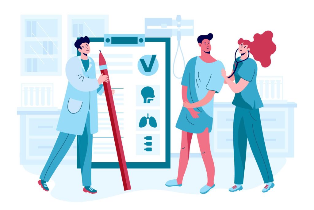 patient undergoing preoperative evaluation and assessment