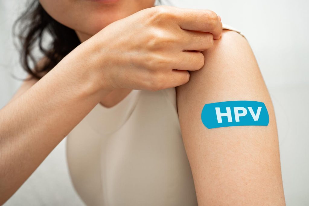 woman who received a dose of HPV vaccine